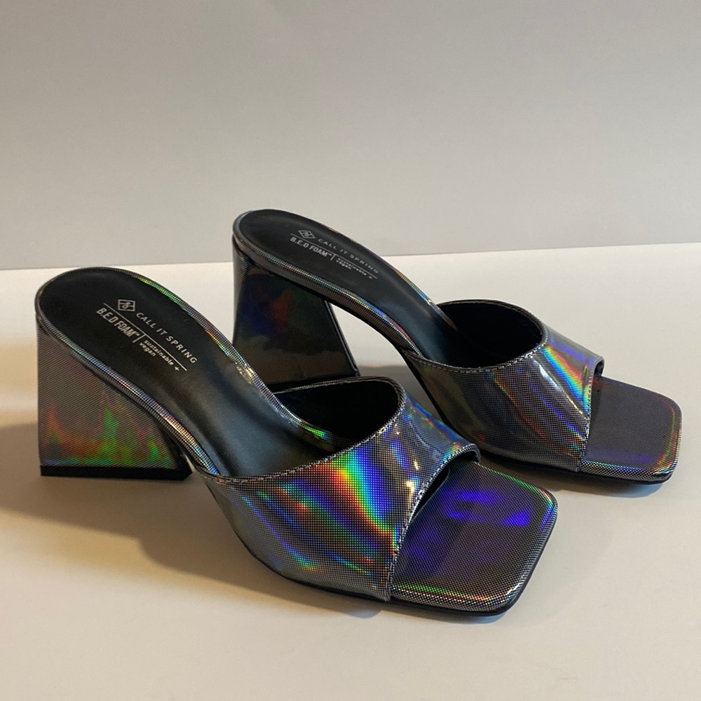 CALL IT SPRING METALLIC HOLOGRAPHIC HEELS